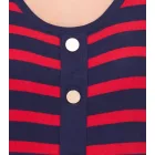 DELMAO női kötött Pulóver  dekoratív gomb Placket, hosszú-Sleeved Ing Pulóver in piros/sötét kék vagy kék/fehér Méret: 40_42