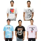 RE:fedett X Disney férfi póló  Various Styles és Mickey Mouse Prints, kerek nyak pamut póló in fehér, fekete, lila, és kék Méret: L
