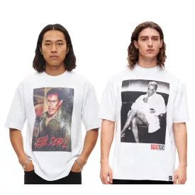   RE:fedett X Studio Canal férfi póló EVIL DEAD 2 vagy alap INSTINCT pamut Ing  nagyméretű Print, kerek nyakú, RCSTC12 fehér Méret: L