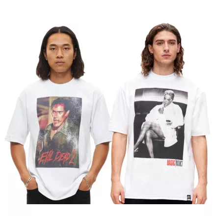 RE:fedett X Studio Canal férfi póló EVIL DEAD 2 vagy alap INSTINCT pamut Ing  nagyméretű Print, kerek nyakú, RCSTC12 fehér Méret: XXL