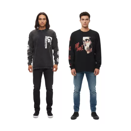 RE:fedett X Studio Canal Evil Dead 2 vagy Halloween férfi hosszú-Sleeved Ing  Movie Print, pamut hosszú-újj pulóver, fekete Méret: S