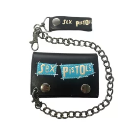   Nem Pistols Punk Rock szíj pénztárca  Logo Print, fekete/kék Méret: N