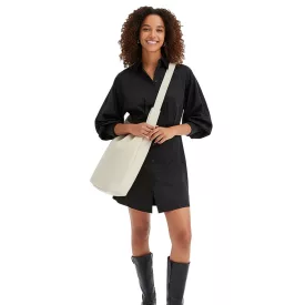   trendi női mini ruha  Ing nyaklánc, hosszú-sleeved ruha, 932396, fekete Méret: 46