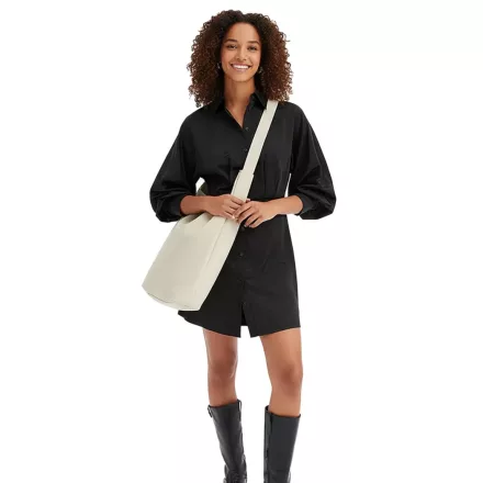 trendi női mini ruha  Ing nyaklánc, hosszú-sleeved ruha, 932396, fekete Méret: 48