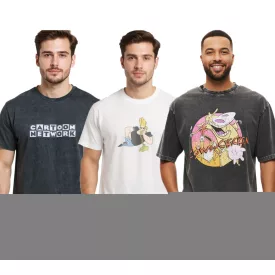   RE:fedett X Cartoon Network férfi póló  Comic Print, pamut kerek nyakú, szürke vagy fehér Méret: L