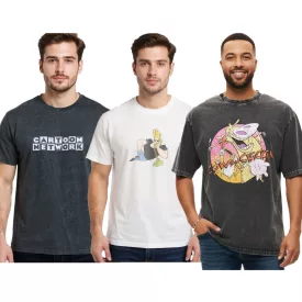   RE:fedett X Cartoon Network férfi póló  Comic Print, pamut kerek nyakú, szürke vagy fehér Méret: S