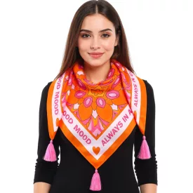   ZWILLINGSHERZ Always in a good mood szögletes sál  statement print és ornaments, divat sál 3016Q-0209-5 rózsaszín/narancssárga Méret: N