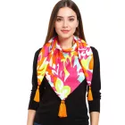 ZWILLINGSHERZ Flower Power szögletes sál  Retro-Look virágos, divat sál 3016Q-0208-100 rózsaszín/Multicolored Méret: N