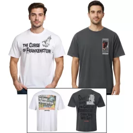   RE:fedett X HAMMER Horror férfi póló Curse of Frankenstein pamut Ing  nagyméretű vissza Print, kerek nyakú Ing RCSTC1 in fehér vagy fekete Méret: XL