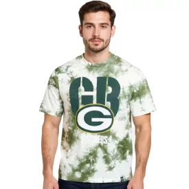   RE:fedett X NFL férfi póló  zöld Bay Packers Logo Print, pamut kerek nyakú in szürke vagy Tie-Dye zöld/fehér Méret: S