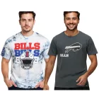RE:fedett X NFL férfi póló bivaly Bills Logo Lettering Print pamut kerek nyakú Ing in szürke vagy Tie-Dye kék/fehér Méret: M