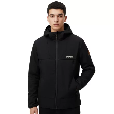 NAPAPIJRI A-Biois Légáteresztő Softshell Dzseki, Férfi Átmeneti Dzseki Kapucnival NP0A88TN9411 Fekete Méret:XXL