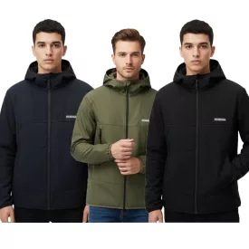   NAPAPIJRI A-Biois légáteresztő softshell dzseki férfiaknak - átmeneti dzseki kapucnival - Fekete, Khaki vagy Sötétkék Méret:L