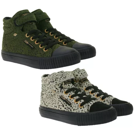 BRITISH KNIGHTS Dee gyerek'' Mid-Top edzőcipő edző cipő  Polka Dots - fűző-Up Cipő for gyerek és gyerek  Reinforced Toe - fekete/olivazöld zöld vagy bézs/fekete Méret: 28