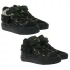 BRITISH KNIGHTS Roco Baba Mid-Top Sneaker Cirmos Mintával - Kisgyermek Fűzős Cipő Lehajtható Szárral - Lányok B48-3709I Fekete Méret:20