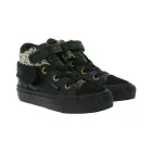 BRITISH KNIGHTS Roco Baba Mid-Top Sneaker Cirmos Mintával - Kisgyermek Fűzős Cipő Lehajtható Szárral - Lányok B48-3709I Fekete Méret:20