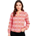 ZWILLINGSHERZ Joyful női Summer blúz tunika Ing  Ornaments 33236 narancssárga/rózsaszín/fehér vagy kék/rózsaszín/fehér/zöld Méret: L_XL