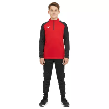 PUMA Teamliga 1/4 Zip Top Gyermek pulóver, Fenntartható edzőpóló dryCELL technológiával, Sportpóló 657237 01 Piros Méret:116