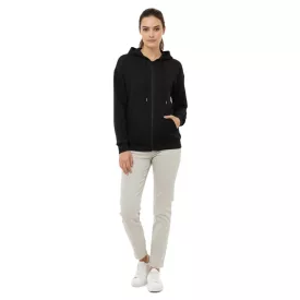   ZWILLINGSHERZ női Hooded cipzár-Up pulóver  zseb 46094-3 fekete Méret: XL
