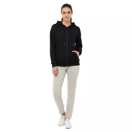 ZWILLINGSHERZ női Hooded cipzár-Up pulóver  zseb 46094-3 fekete Méret: XL