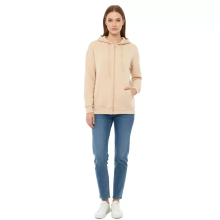 ZWILLINGSHERZ női Hooded cipzár-Up pulóver  zseb 46094-29 bézs Méret: M