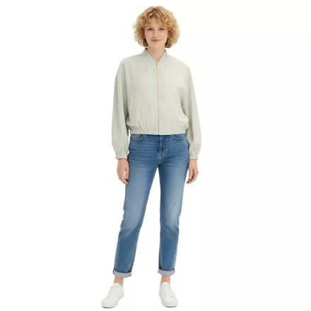 Fényes női blouson divatos átmeneti dzseki szatén bomber dzseki oversized 913821 Menta/Arany Méret:50