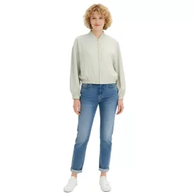   Fényes női blouson divatos átmeneti dzseki szatén bomber dzseki oversized 913821 Menta/Arany Méret:52