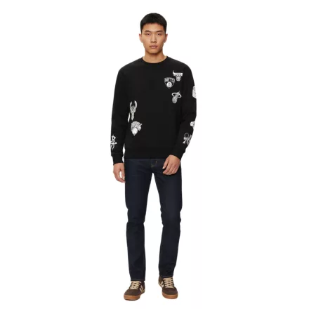 Hollister X NBA Férfi pulóver NBA csapat logókkal, pamut hosszú ujjú póló, 322-221-1592-908, Fekete Méret:XL