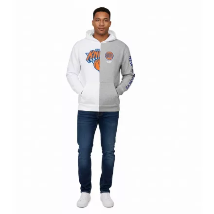 Hollister x NBA új York Knicks férfi pulóver  Team Logo Print, pamut pulóver 322-221-1590-105, szürke/fehér Méret: L