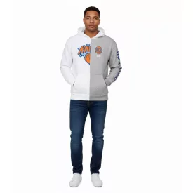   Hollister x NBA New York Knicks Férfi kapucnis pulóver csapatlogó nyomattal, pamut pulóver 322-221-1590-105, Szürke/Fehér Méret:XL