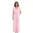 Loose-fitting női overáll  wide legs és tie Öv, perfect for új Year''s Eve, 969950 rózsaszín Méret: 50