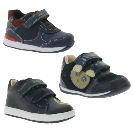 GEOX B kisgyermek sneaker légáteresztő talppal, középmagas cipő tépőzáras és részben valódi bőrrel, Baby Shoes Rishon, Each, vagy Biglia, Sötétkék Méret:20