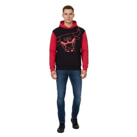   Hollister X NBA Chicago Bulls férfi pulóver  nagyméretű Chicago Bulls Logo Print, pamut pulóver 322-221-1590-905 fekete/piros Méret: L
