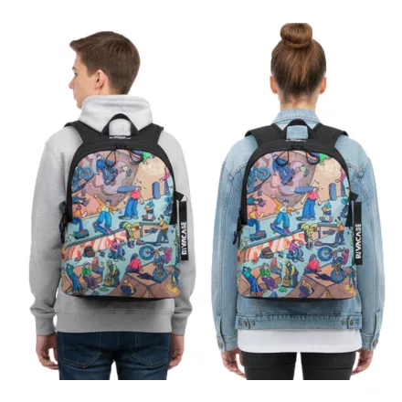 Rivacase Agora Urban Skaters hátizsák táska, Everyday hátizsák táska,  hátizsák táska, 12L, 5420 BK, fekete/színes Méret: N