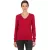 Elegáns női V-nyakú kötött pulóver, prémium pamut, 133-002 Piros Méret:3XL
