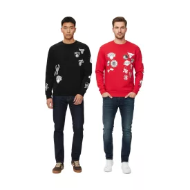   Hollister X NBA férfi pulóver  NBA Team Logos, pamut hosszú-újj Ing 322-221-1592 in fekete vagy piros Méret: L