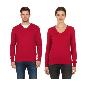   stílusos Unisex férfi női V-nyak kötött Pulóver in prémium pamut 002 piros Méret: M