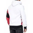 férfi sporty pulóver in szín-blocking stílus, hooded pulóver, Pulóver 4727, fehér/piros/fekete Méret: 2XL