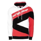 férfi sporty pulóver in szín-blocking stílus, hooded pulóver, Pulóver 4727, fehér/piros/fekete Méret: 2XL