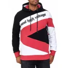férfi sporty pulóver in szín-blocking stílus, hooded pulóver, Pulóver 4727, fekete/fehér/piros Méret: 2XL