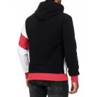 férfi sporty pulóver in szín-blocking stílus, hooded pulóver, Pulóver 4727, fekete/fehér/piros Méret: 2XL