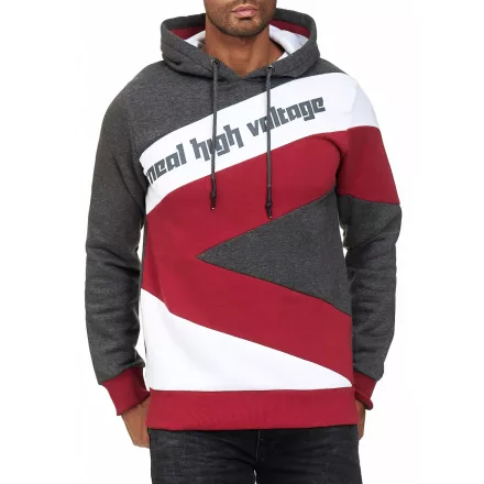 férfi sporty pulóver in szín-blocking stílus, hooded pulóver Pulóver 4727 anthracite/fehér/bordó Méret: S
