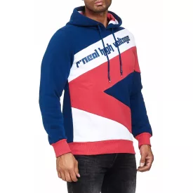   férfi sporty pulóver in szín-blocking stílus, hooded pulóver Pulóver 4727 Navy/fehér/piros Méret: L