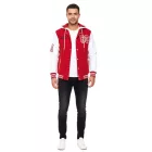 alkalmi férfi college-stílus kapucnis pulóver/Pulóver 6876-1 piros/fehér Méret: L
