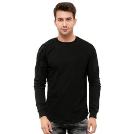   Urban férfi pulóver  ribbed újj design, pulóver Pulóver 19056, fekete Méret: S
