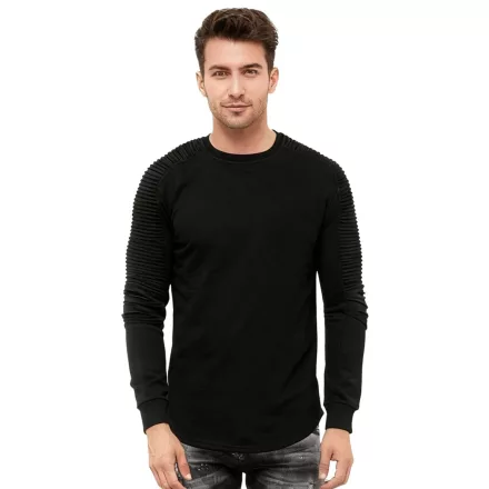 Urban férfi pulóver  ribbed újj design, pulóver Pulóver 19056, fekete Méret: S