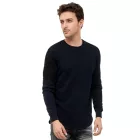 Urban pulóver for férfi  ribbed újj design, pulóver Pulóver 19056, navy kék Méret: M