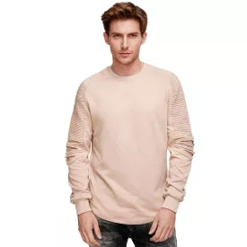   Urban pulóver for férfi  ribbed újj design, pulóver Pulóver 19056, világos barna Méret: XXL
