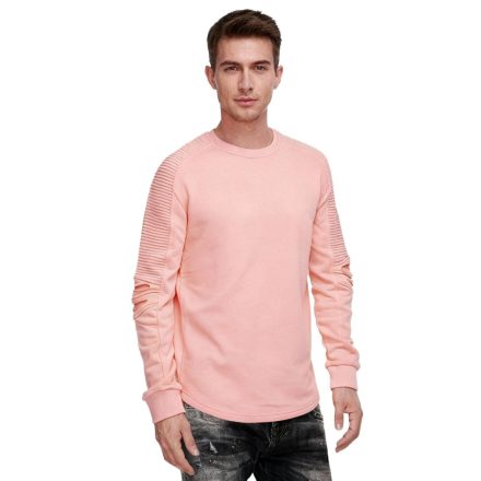 Urban férfi pulóver  ribbed újj design, pulóver Pulóver 19056, rózsaszín Méret: S