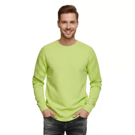   Urban férfi pulóver  ribbed újj design, pulóver Pulóver 19056, lime zöld Méret: L